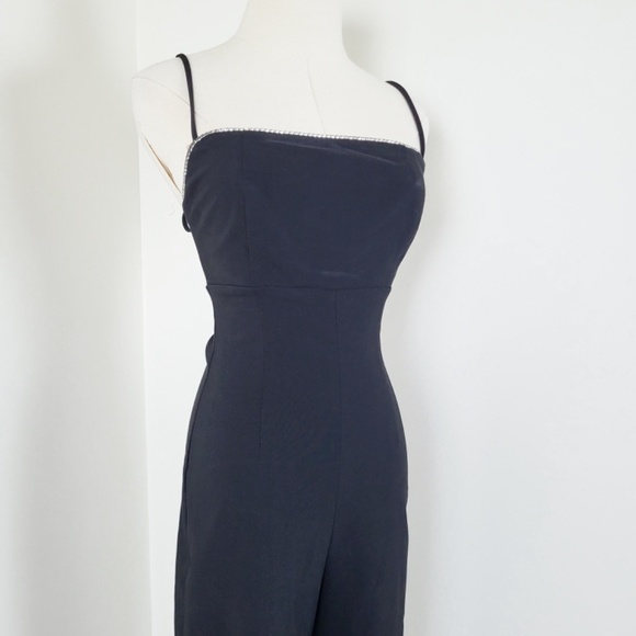 Y2K Rhinestone Flared Jumpsuit Spaghetti Straps Square neckline bell bottoms - Picture 5 of 16